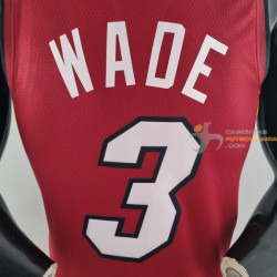Camiseta NBA Dwyane Wade 3 Miami Heat 75th Anniversary Roja 2022