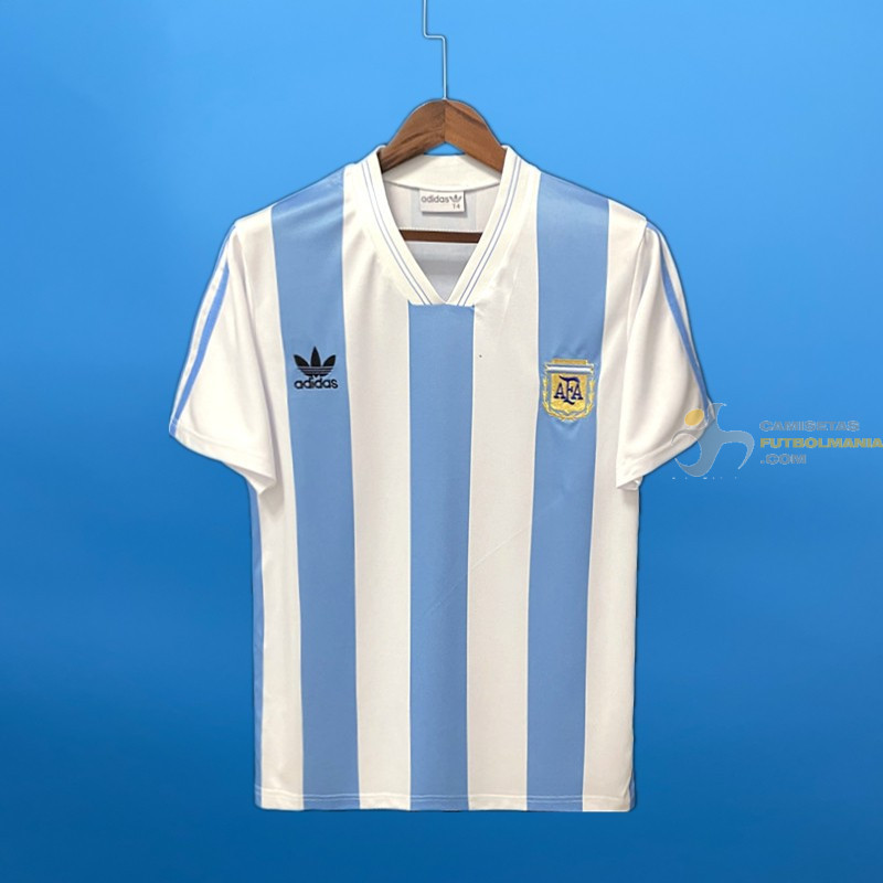 Camiseta Futbol Argentina Primera Equipación Retro Clásica 1990 Mundial Italia
