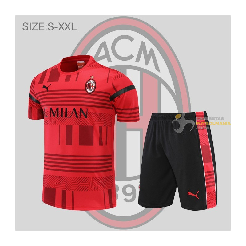 Camiseta y Pantalón Ac Milan Entrenamiento Rojo 2022-2023