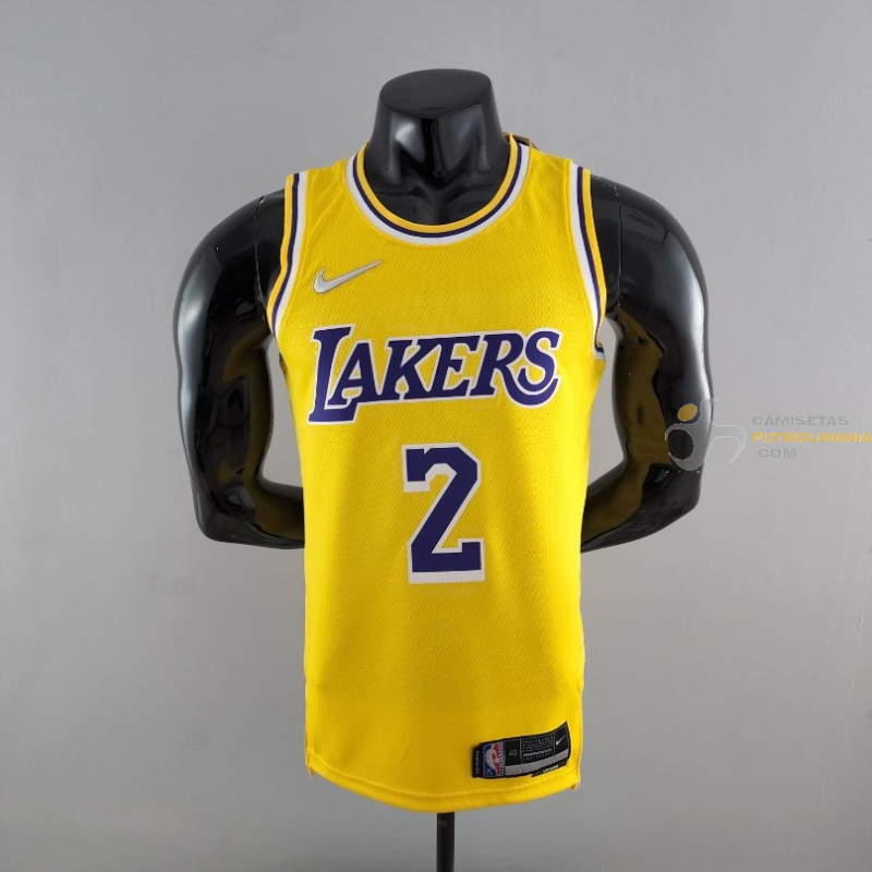 Camiseta NBA Kyrie Irving 2 Los Angeles Lakers 75th Anniversary Silk Version Amarilla 2022