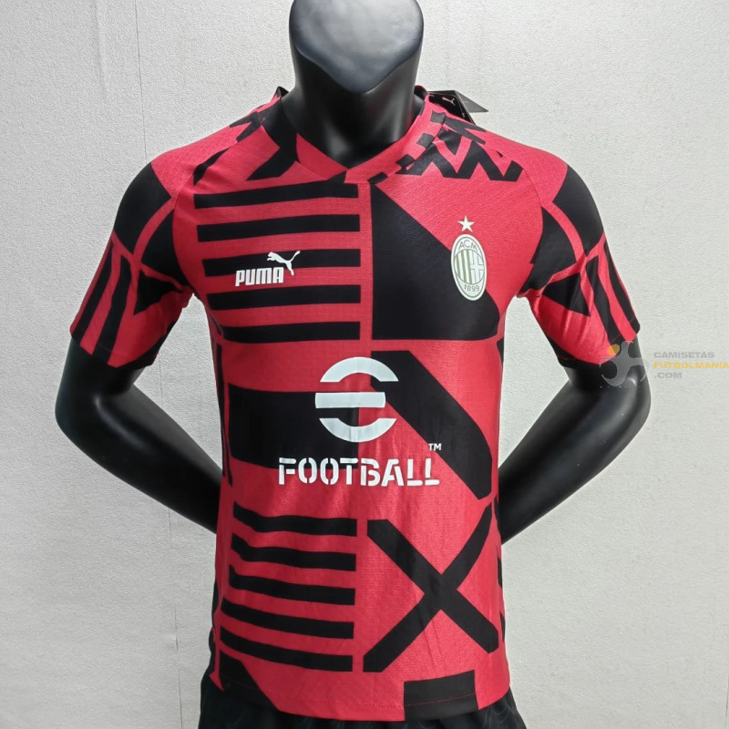 Camiseta Futbol AC Milan Edición Especial Roja Negra Versión Jugador 2022-2023