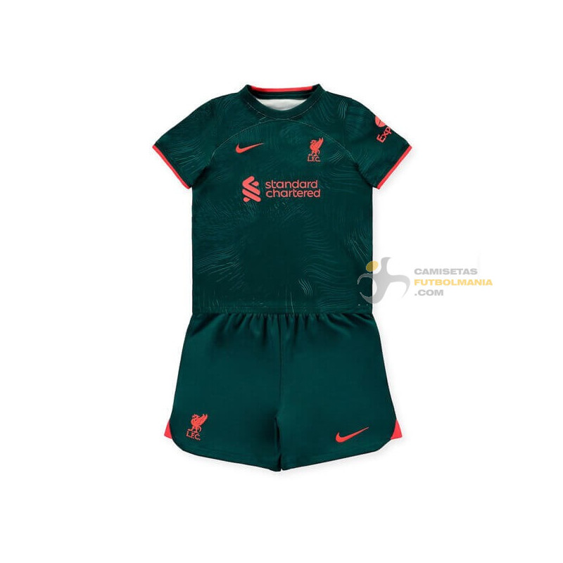 Camiseta y Pantalón Futbol Niños Liverpool Tercera Equipación 2022-2023