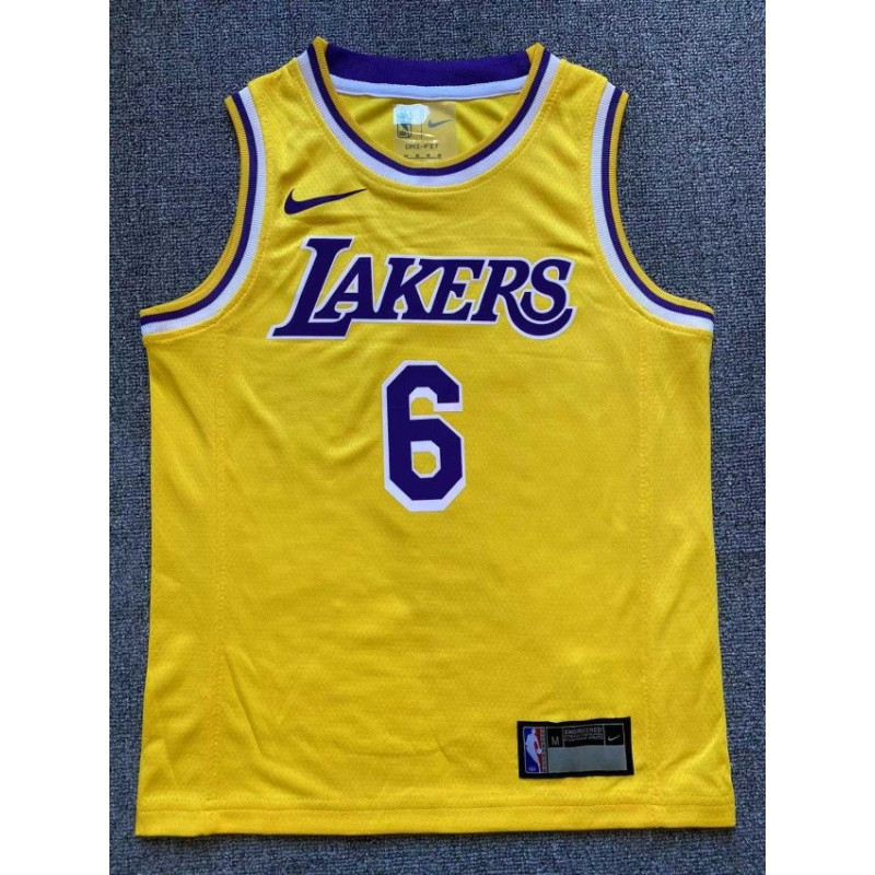 Camiseta NBA Niños Lebron James 6 Los Angeles Lakers Amarilla Retro Clásica