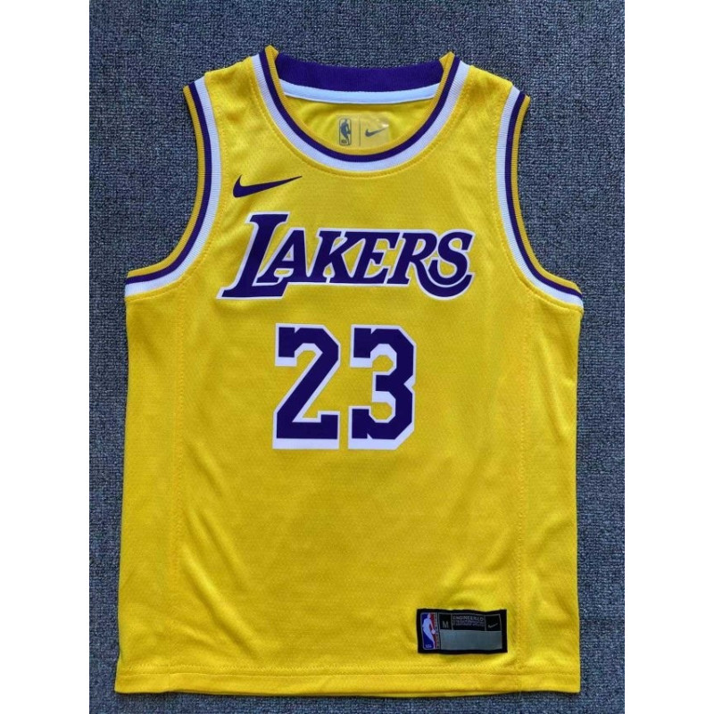Camiseta NBA Niños Lebron James 23 Los Angeles Lakers Amarilla Retro Clásica