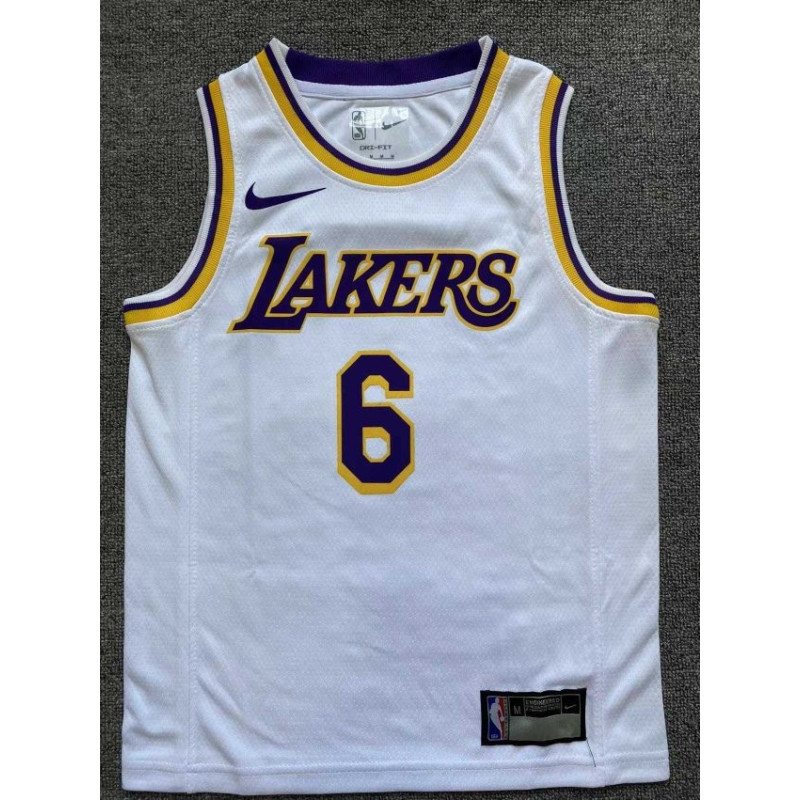 si escalera mecánica astronauta Camiseta NBA Niños Lebron James 6 Los Angeles Lakers Blanca Retro Clásica