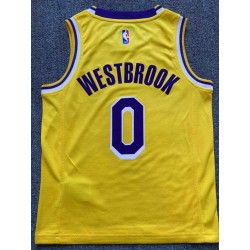 Camiseta NBA Niños Russel Westbrook 0 Los Angeles Lakers Amarilla Retro Clásica