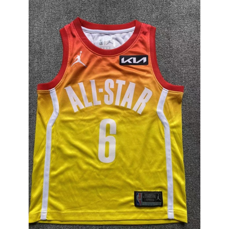 Camiseta NBA Niños All-Star Lebron James 6 Amarilla Retro Clásica