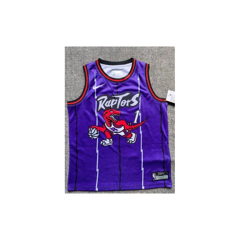 Camiseta NBA Niños Tracy McGrady 1 Toronto Raptors Púrpura Retro Clásica