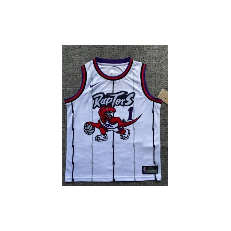 Camiseta NBA Niños Tracy McGrady 1 Toronto Raptors Blanca Retro Clásica