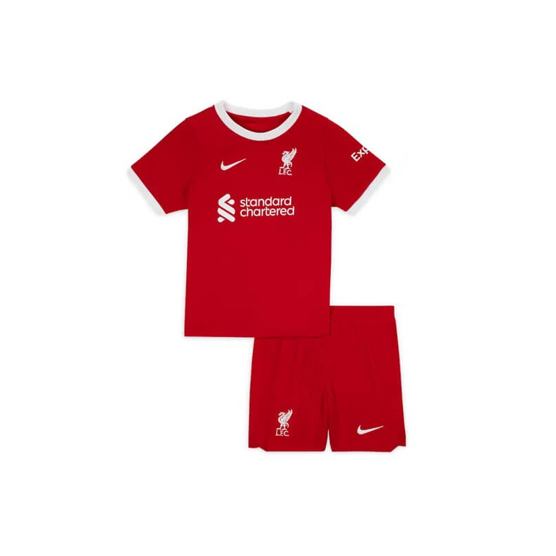 Camiseta y Pantalón Futbol Niños Liverpool Primera Equipación 2023-2024