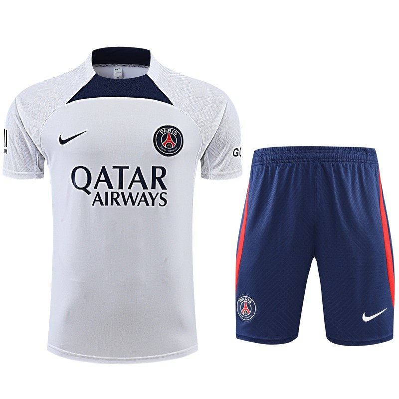 Camiseta y Pantalón Paris Saint-Germain Entrenamiento Blanco Azul 2023-2024