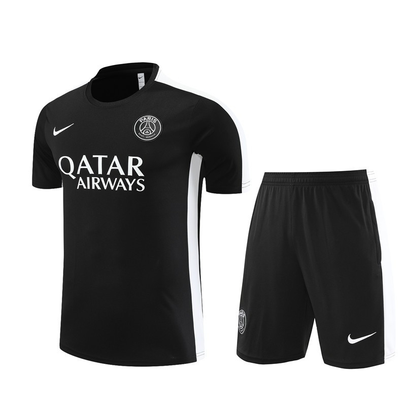 Camiseta y Pantalón Paris Saint-Germain Entrenamiento Negra Blanca 2023-2024