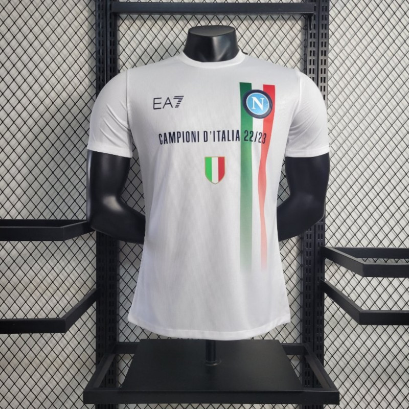 Camiseta Fútbol Nápoles Edición Especial Campeones Blanca Versión Jugador 2022-2023