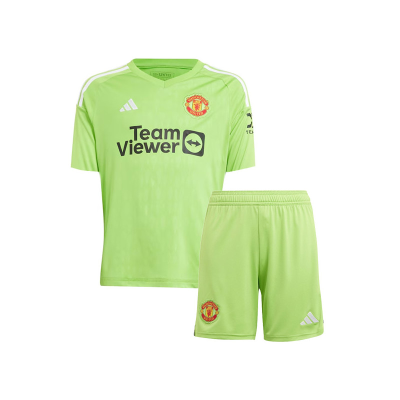 Camiseta y Pantalón Niños Manchester United Portero Verde 2023-2024