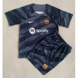 Camiseta y Pantalón Futbol Niños Barcelona Portero Negra 2023-2024