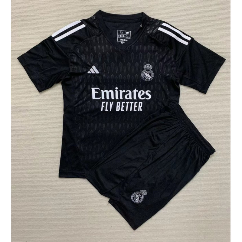 Camiseta y Pantalón Niños Real Madrid Portero Negra 2023-2024