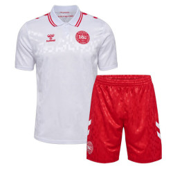 Camiseta y Pantalón Niños Dinamarca Segunda Equipación Eurocopa 2024