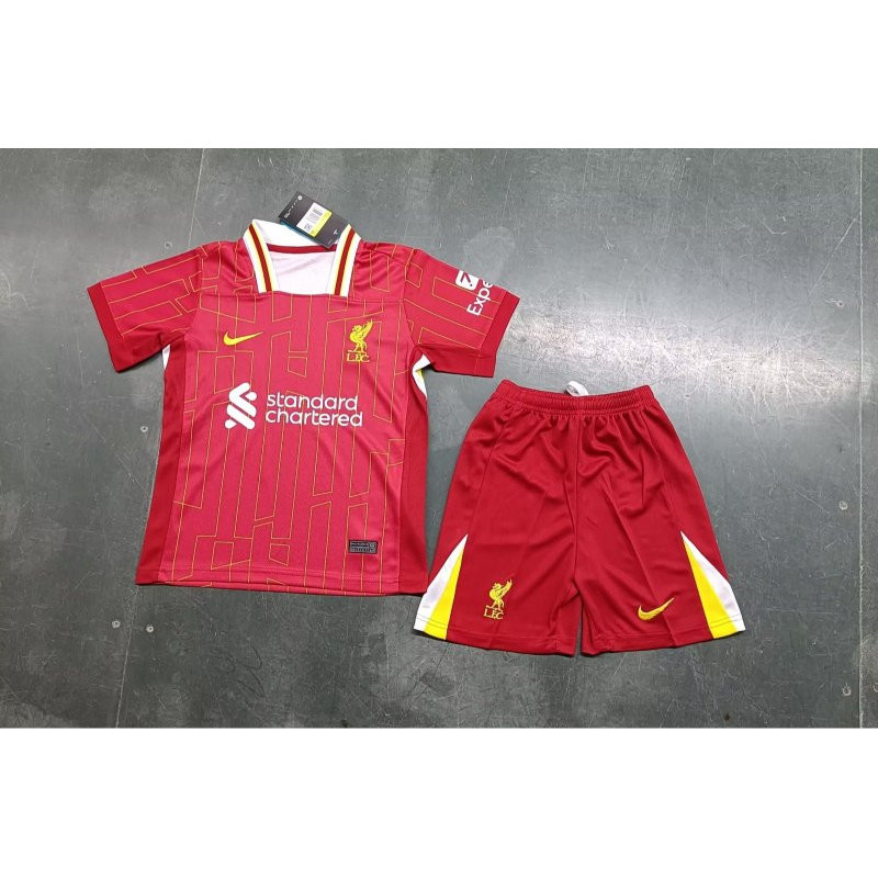 Camiseta y Pantalón Futbol Niños Liverpool Primera Equipación 2024-2025