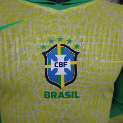 Camiseta Brasil Primera Equipación Versión Jugador Manga Larga Copa America 2024