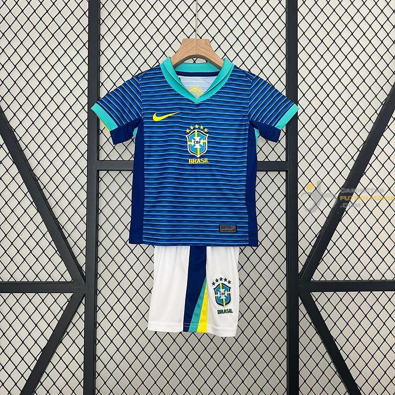 Camiseta y Pantalón Niños Brasil Segunda Equipación Copa America 2024