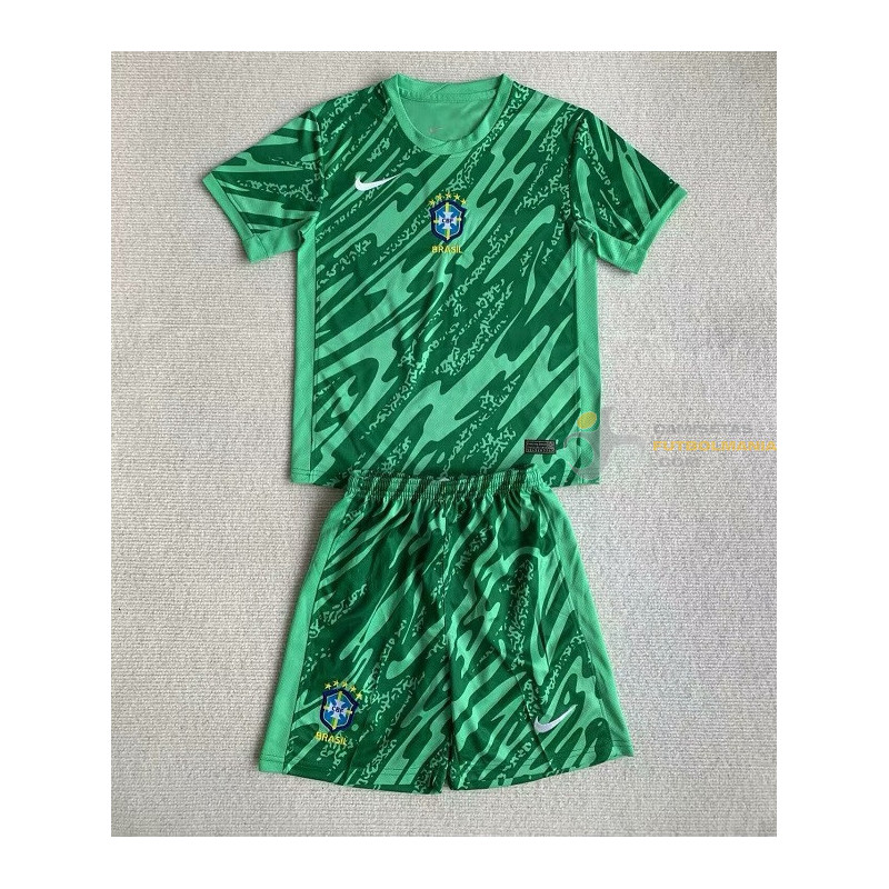 Camiseta y Pantalón Niños Brasil Portero Verde Copa America 2024