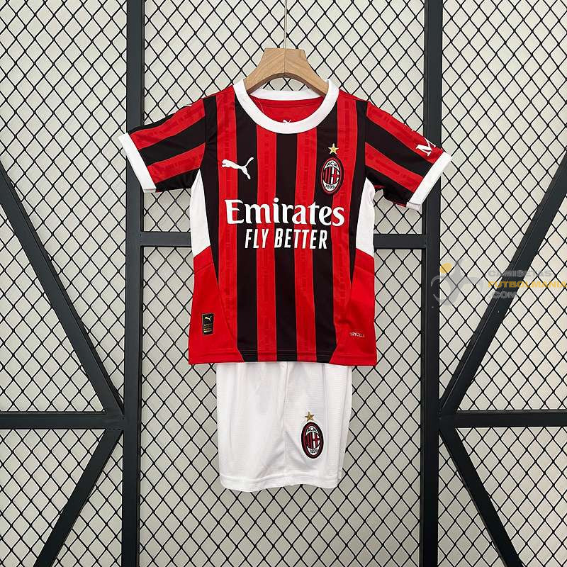 Camiseta y Pantalón Fútbol Niños AC Milan Primera Equipación 2024-2025