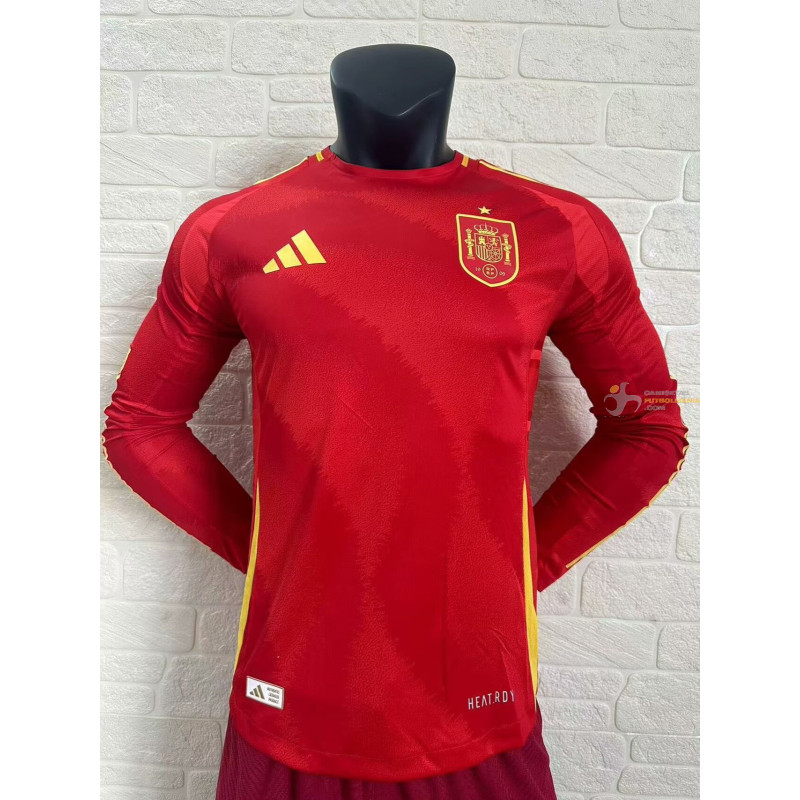 Camiseta España Primera Equipación Manga Larga Versión Jugador Eurocopa 2024