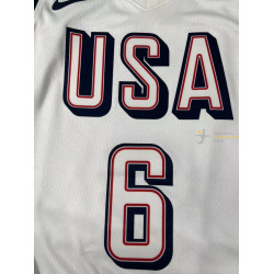 Camiseta Básquet Estados Unidos LeBron James Blanca 2024