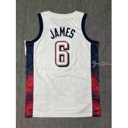 Camiseta Básquet Estados Unidos LeBron James Blanca 2024