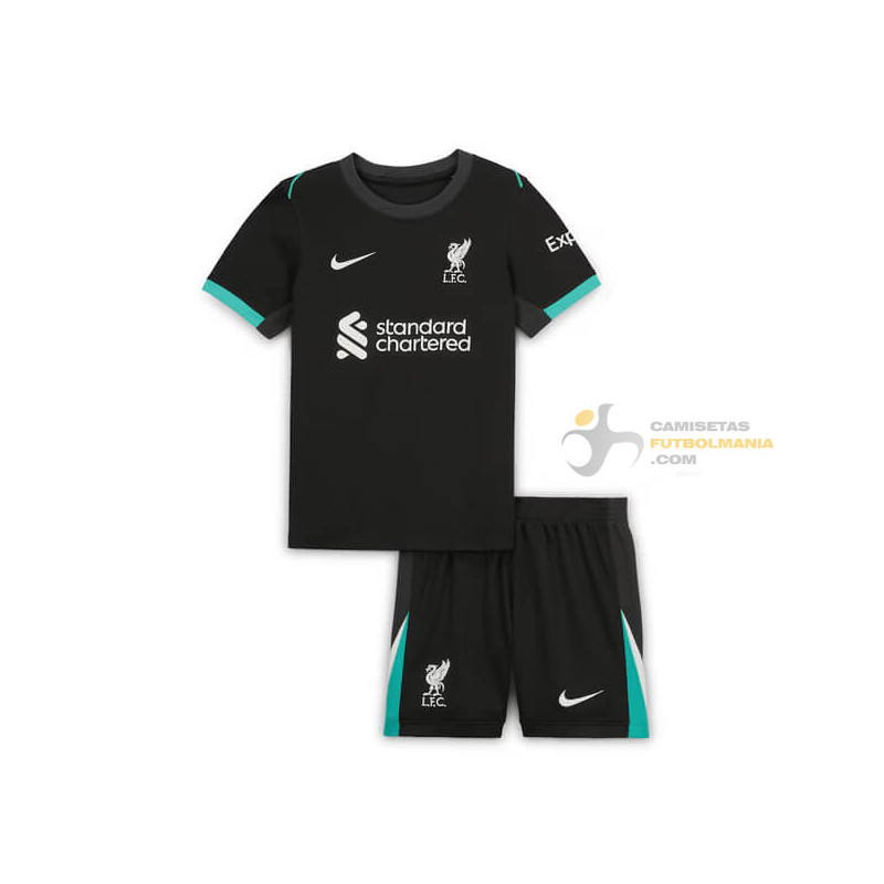 Camiseta y Pantalón Fútbol Niños Liverpool Segunda Equipación 2024-2025