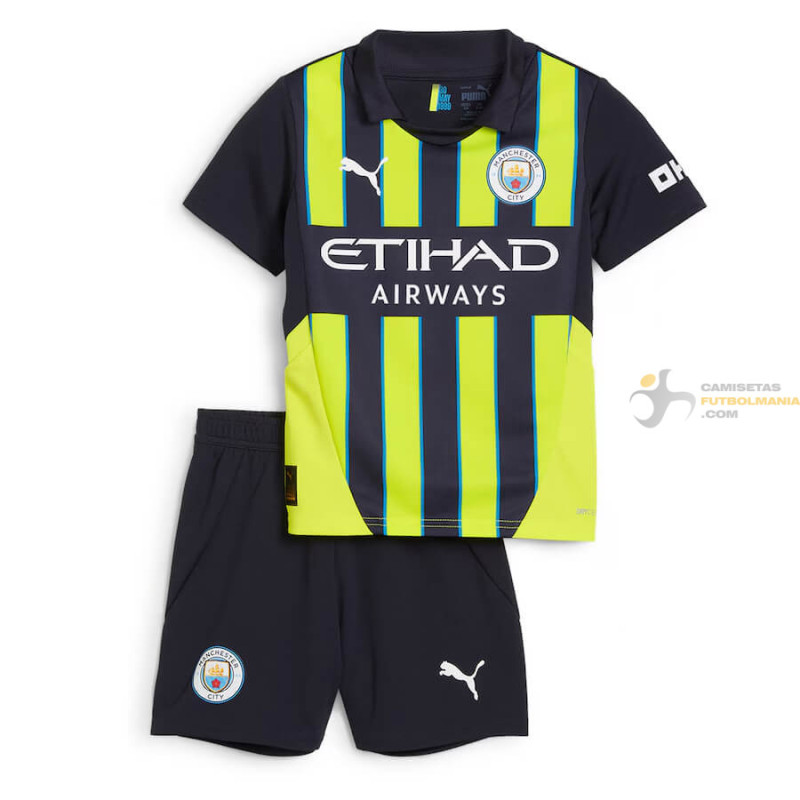 Camiseta y Pantalón Fútbol Niños Manchester City Segunda Equipación 2024-2025