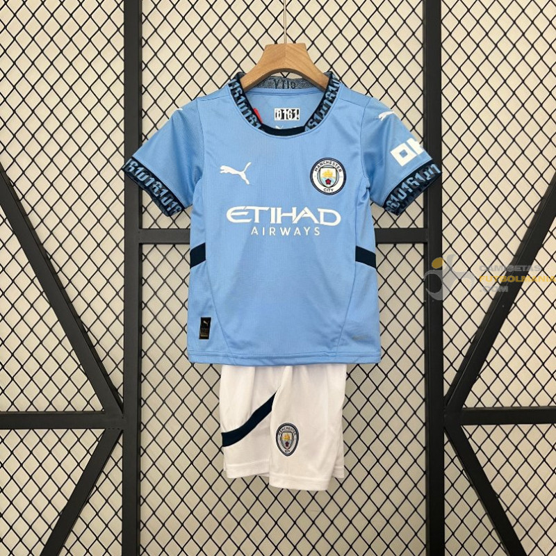 Camiseta y Pantalón Fútbol Niños Manchester City Primera Equipación 2024-2025