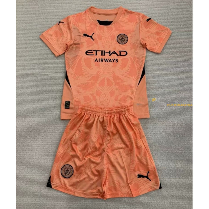 Camiseta y Pantalón Fútbol Niños Manchester City Portero 2024-2025