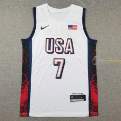 Camiseta Básquet Estados Unidos Kevin Durant Blanca 2024