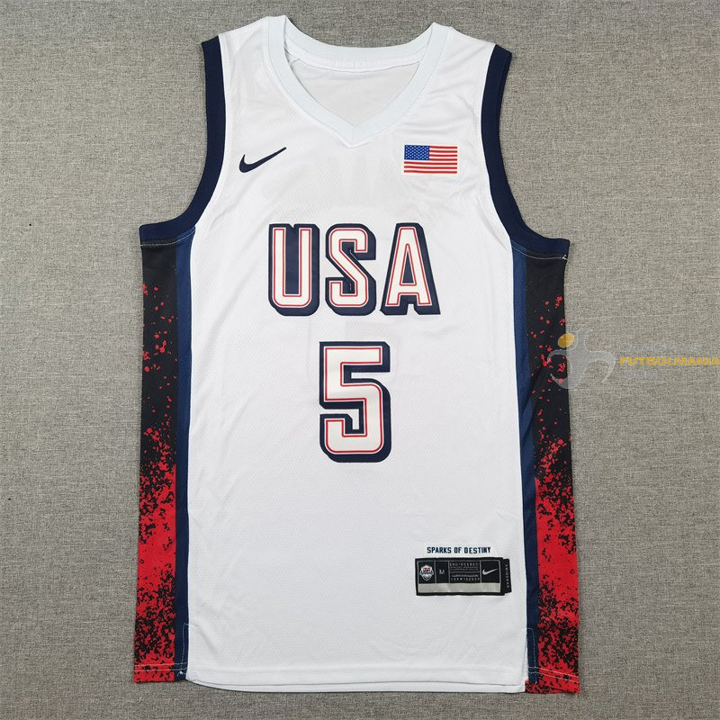 Camiseta Básquet Estados Unidos Edwards 5 Blanca 2024