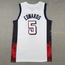 Camiseta Básquet Estados Unidos Edwards 5 Blanca 2024