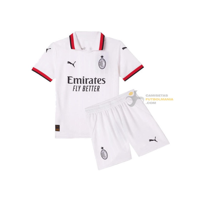 Camiseta y Pantalón Fútbol Niños AC Milan Segunda Equipación 2024-2025