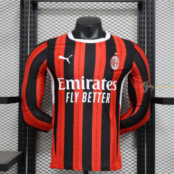 Camiseta Fútbol AC Milan Primera Equipación Versión Jugador Manga Larga 2024-2025