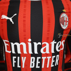 Camiseta Fútbol AC Milan Primera Equipación Versión Jugador Manga Larga 2024-2025