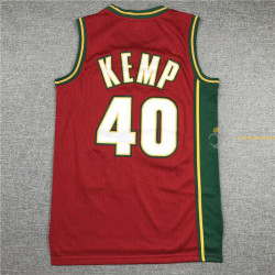 Camiseta NBA Seattle Supersonics Shawn Kemp 40 Retro Clásica Roja 1995-1996