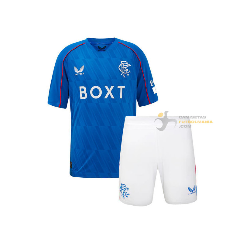 Camiseta y Pantalón Fútbol Niños Glasgow Rangers Primera Equipación 2024-2025