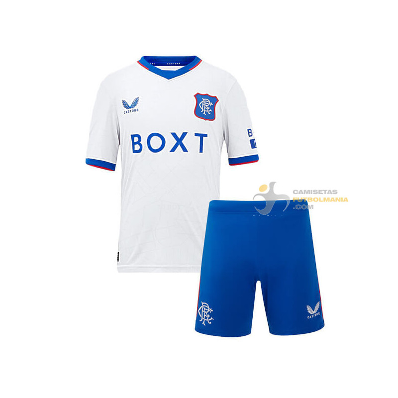 Camiseta y Pantalón Fútbol Niños Glasgow Rangers Segunda Equipación 2024-2025