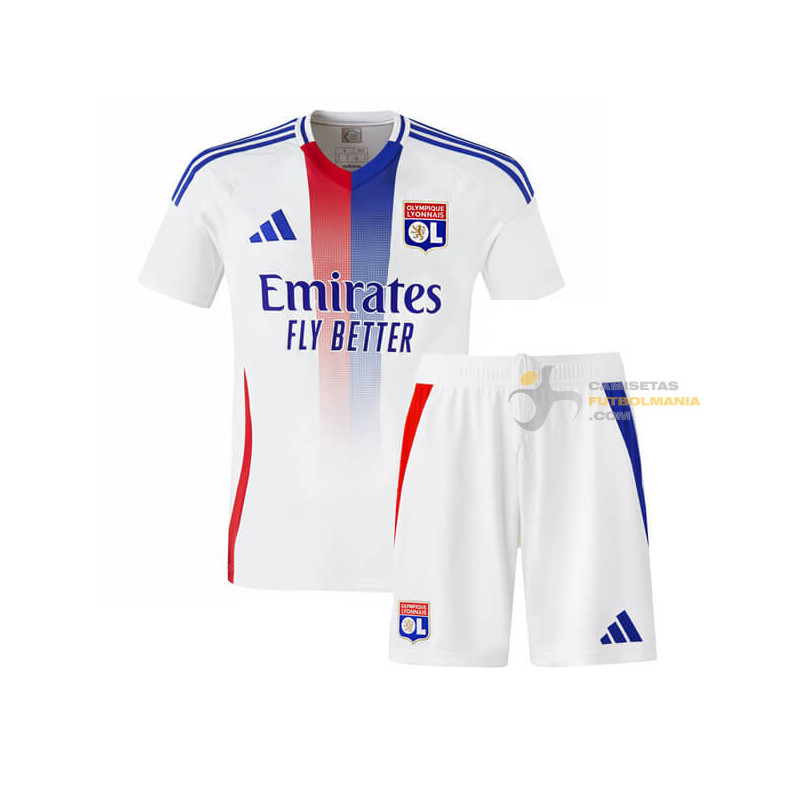 Camiseta y Pantalón Fútbol Niños Olympique de Lyon Primera Equipación 2024-2025