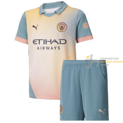 Camiseta y Pantalón Fútbol Niños Manchester City Cuarta Equipación 2024-2025