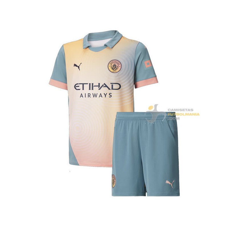 Camiseta y Pantalón Fútbol Niños Manchester City Cuarta Equipación 2024-2025