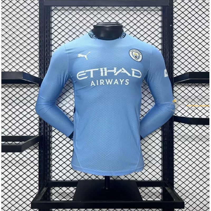 Camiseta Fútbol Manchester City Primera Equipación Versión Jugador Manga Larga 2024-2025