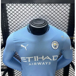 Camiseta Fútbol Manchester City Primera Equipación Versión Jugador Manga Larga 2024-2025