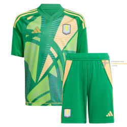 Camiseta y Pantalón Fútbol Niños Aston Villa Portero Verde 2024-2025