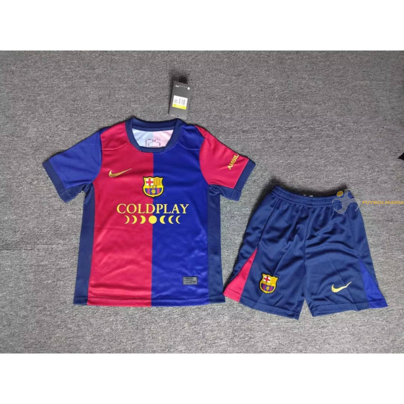 Camiseta y Pantalón Fútbol Niños Barcelona Primera Equipación Edición Coldplay 2024-2025