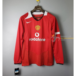 Camiseta Manchester United Primera Equipación Retro Clásica Manga Larga 2004-2005